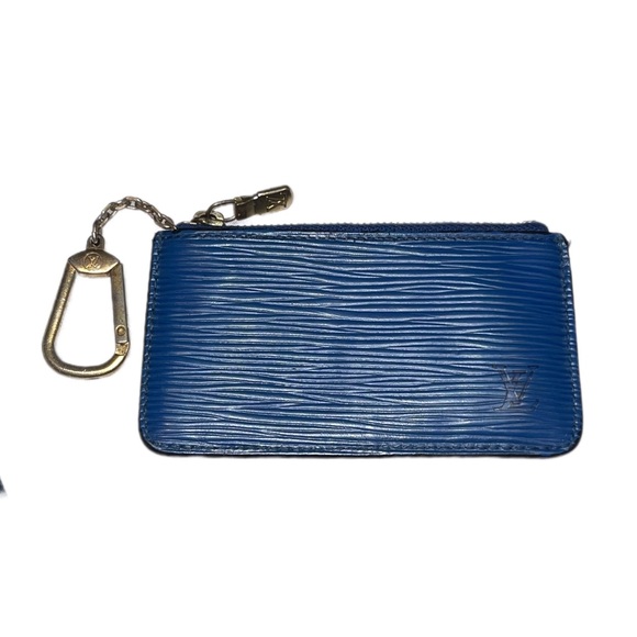 LOUIS VUITTON • Blue Epi Pochette Key Cles / Coin Pouch - Picture 2 of 15
